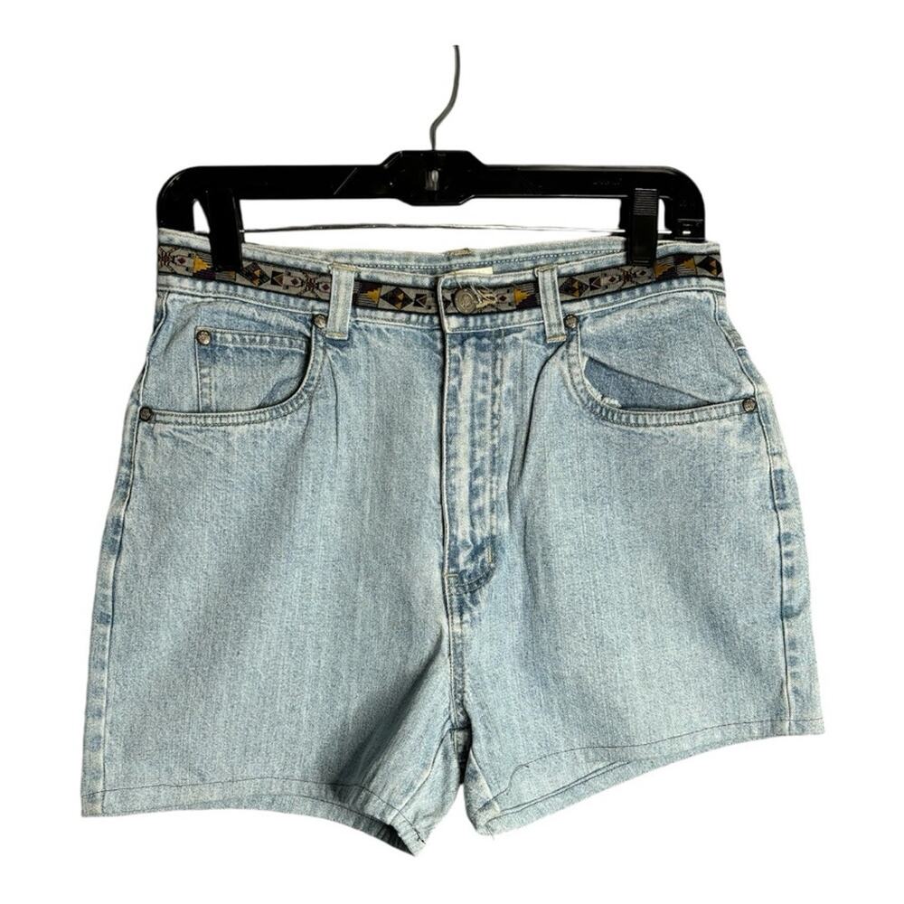 Bill Blass Light Wash Denim Shorts Embroidered Waist 8